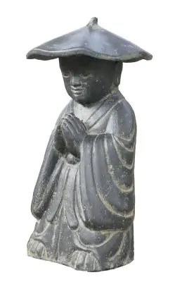 Product image of the product “Standing monk with hat, 60cm high, cast stone, handcrafted & colored ”